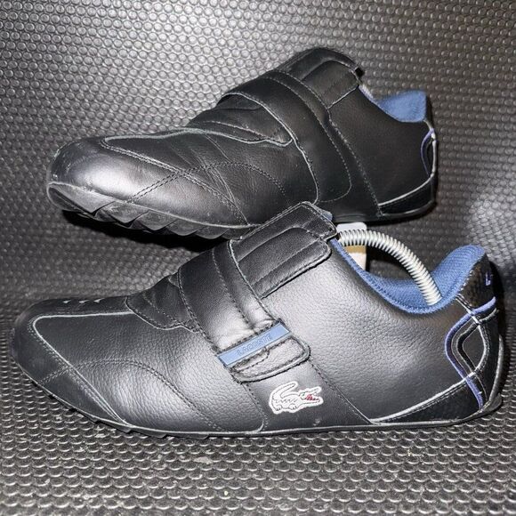 Lacoste Swerve SU SPM Black Leather Blue Sport Book And Loop Shoes Men’s Size 10 - Picture 1 of 8